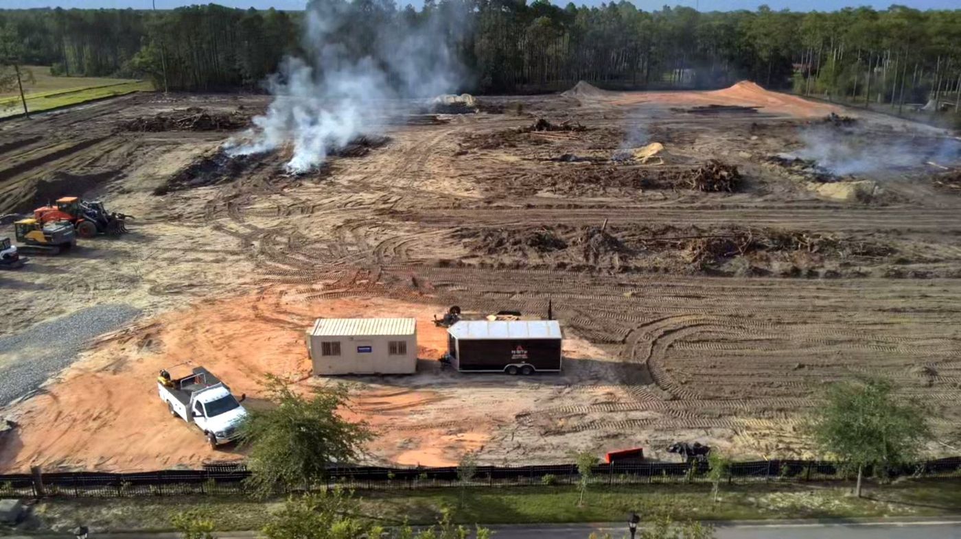 Aerial view of 1 Bourbon St, Freeport, FL during site work